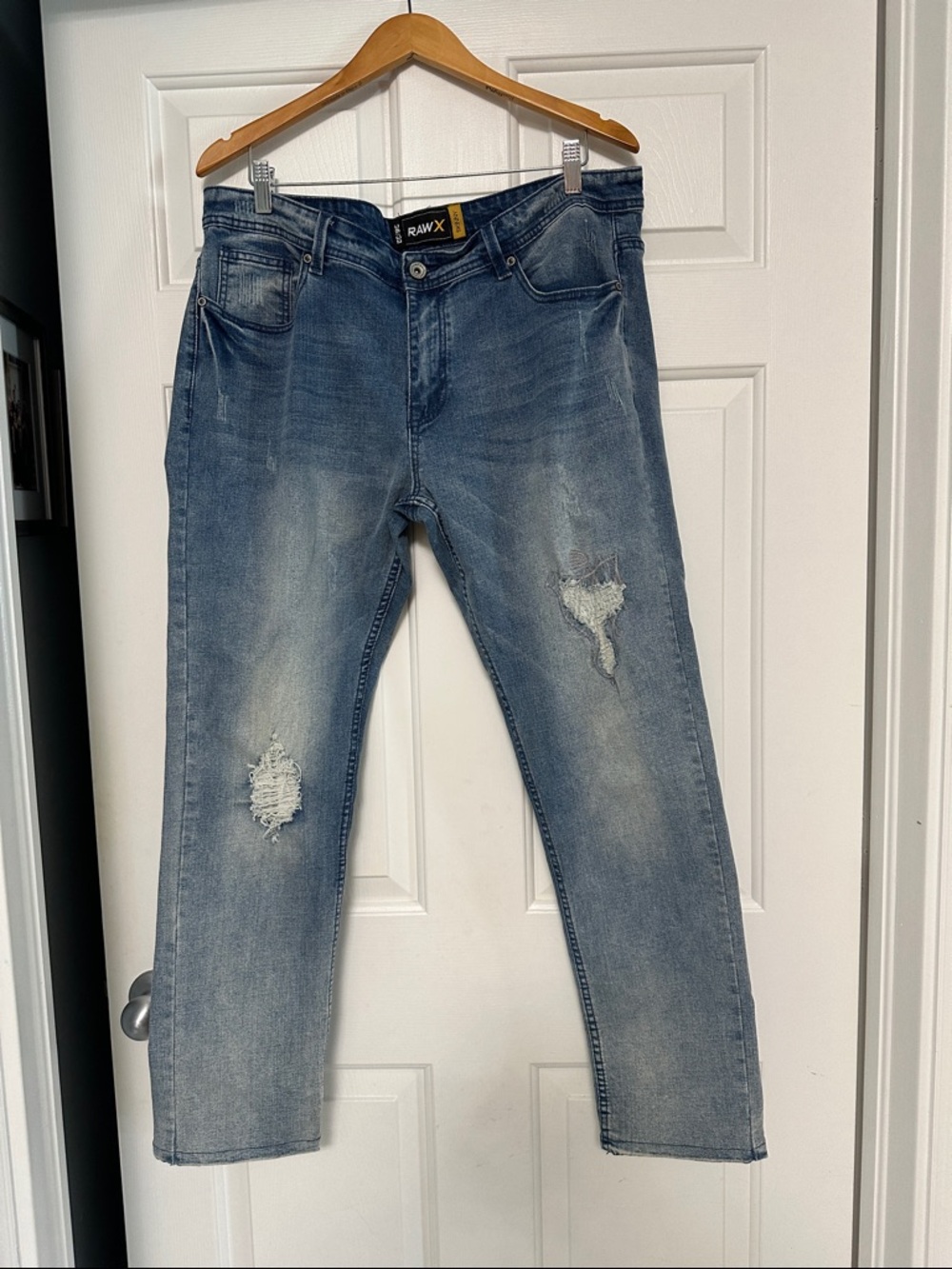 Raw X Men’s Relaxed Distressed Light Blue Jeans